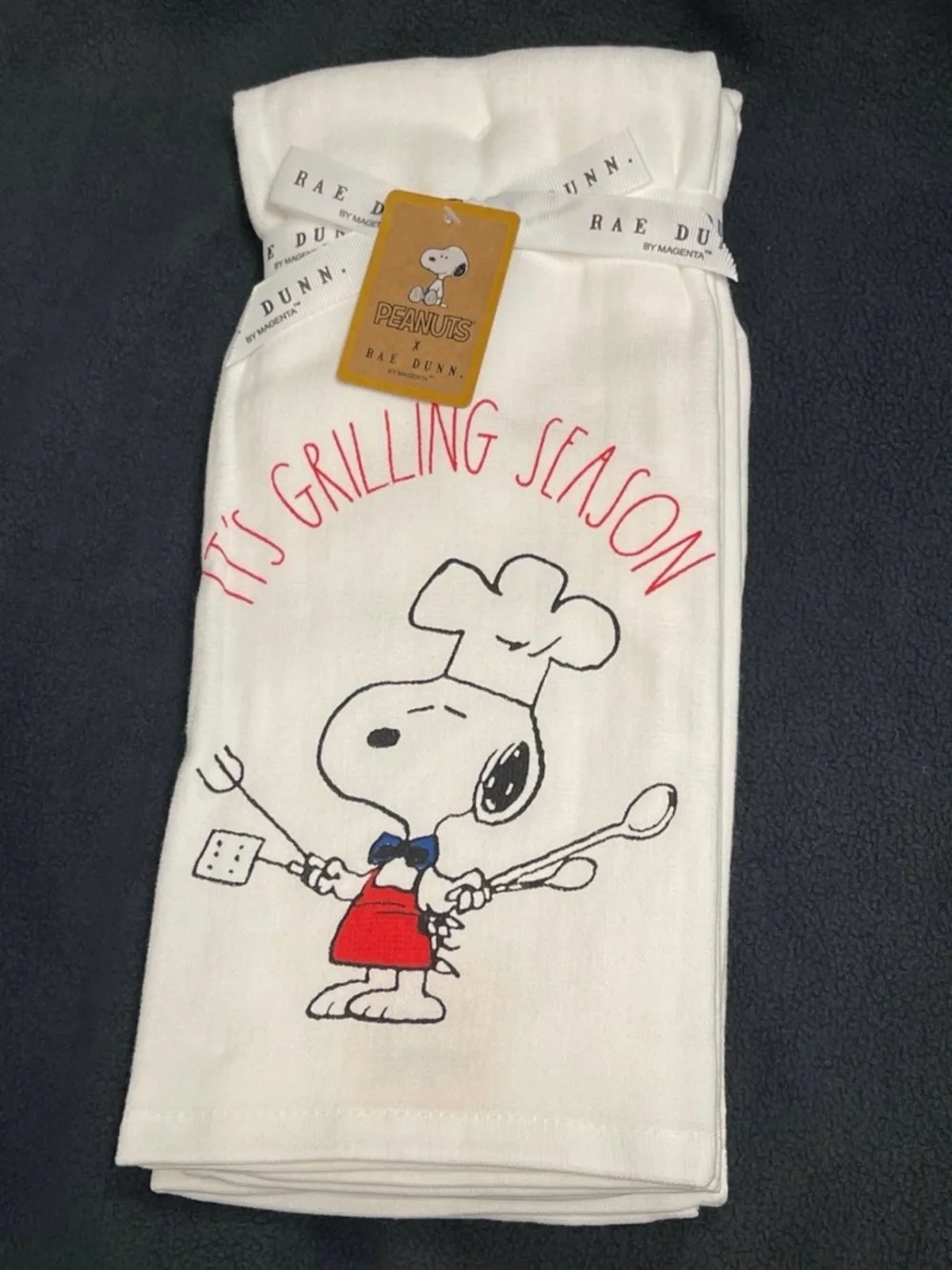 Rae Dunn Peanuts Snoopy Kitchen Towels IT'S GRILLING SEASON